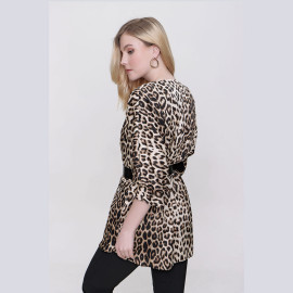 LEOPARD PRINT V-NECK BLOUSE - READY WOMEN'S CLOTHING WHOLESALE ready-made women's wholesale clothing women's clothing wholesale Turkish textile apparel