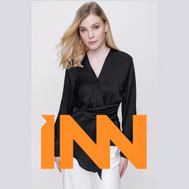 BELTED V-NECK SATIN BLOUSE - READY WOMEN'S CLOTHING WHOLESALE ready-made women's wholesale clothing women's clothing wholesale Turkish textile apparel