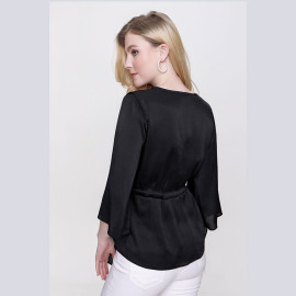 SATIN BLOUSE V-NECK - READY WOMEN'S CLOTHING WHOLESALE ready-made women's wholesale clothing women's clothing wholesale Turkish textile apparel