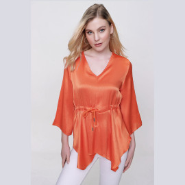 SATIN BLOUSE V-NECK - READY WOMEN'S CLOTHING WHOLESALE ready-made women's wholesale clothing women's clothing wholesale Turkish textile apparel