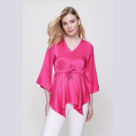 SATIN BLOUSE V-NECK - READY WOMEN'S CLOTHING WHOLESALE ready-made women's wholesale clothing women's clothing wholesale Turkish textile apparel