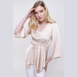SATIN BLOUSE V-NECK - READY WOMEN'S CLOTHING WHOLESALE ready-made women's wholesale clothing women's clothing wholesale Turkish textile apparel