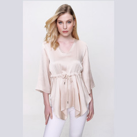 SATIN BLOUSE V-NECK - READY WOMEN'S CLOTHING WHOLESALE ready-made women's wholesale clothing women's clothing wholesale Turkish textile apparel