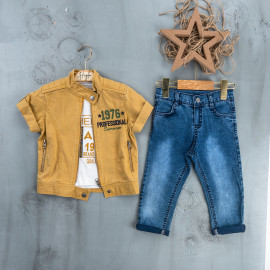 BOYS' SUIT WHOLESALE READY TOWEAR TRIPLE SUIT Jeans, jacket and half-sleeved shirt 002