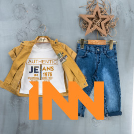 BOYS' SUIT WHOLESALE READY TOWEAR TRIPLE SUIT Jeans, jacket and half-sleeved shirt 002