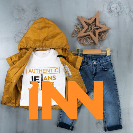 BOYS' SUIT WHOLESALE READY TOWEAR TRIPLE SUIT Jeans set with shirt and inflatable jacket 004