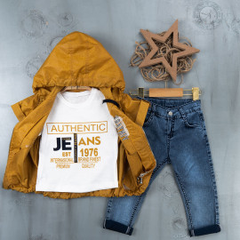 BOYS' SUIT WHOLESALE READY TOWEAR TRIPLE SUIT Jeans set with shirt and inflatable jacket 004