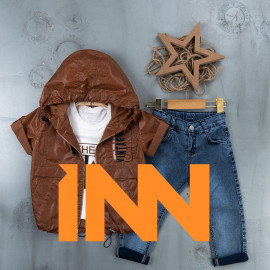 BOYS' SUIT WHOLESALE READY TOWEAR TRIPLE SUIT Jeans set with shirt and inflatable jacket 004