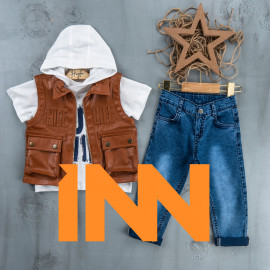 BOYS' SUIT WHOLESALE READY TOWEAR TRIPLE SUIT Jeans set with hoodie and bomber jacket 005