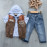 BOYS' SUIT WHOLESALE READY TOWEAR TRIPLE SUIT Jeans set with a fitted shirt and jacket 006