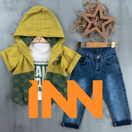 BOYS' SUIT WHOLESALE READY TOWEAR TRIPLE SUIT Jeans with a pullover and a two-tone jacket and a hoodie 008 BOYS' SUIT WHOLESALE READY TOWEAR TRIPLE SUIT Jeans with a pullover and a two-tone jacket and a hoodie 008