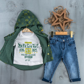 BOYS' SUIT WHOLESALE READY TOWEAR TRIPLE SUIT Jeans with a sweater and a jacket with a hoodie 010