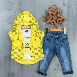 BOYS' SUIT WHOLESALE READY TOWEAR TRIPLE SUIT Jeans with a sweater and a jacket with a hoodie 010