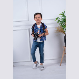 BOYS' SUIT WHOLESALE READY TOWEAR TRIPLE SUIT Jeans with a sweater and a jacket with a hoodie 010