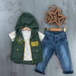 BOYS' SUIT WHOLESALE READY TOWEAR TRIPLE SUIT Jeans with an H-print sweater and a hoodie 011