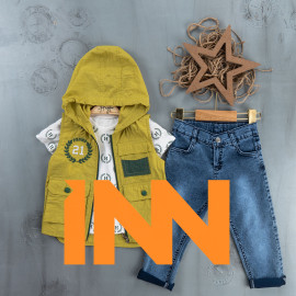 BOYS' SUIT WHOLESALE READY TOWEAR TRIPLE SUIT Jeans with an H-print sweater and a hoodie 011