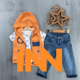 BOYS' SUIT WHOLESALE READY TOWEAR TRIPLE SUIT Jeans with an H-print sweater and a hoodie 011