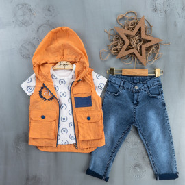 BOYS' SUIT WHOLESALE READY TOWEAR TRIPLE SUIT Jeans with an H-print sweater and a hoodie 011