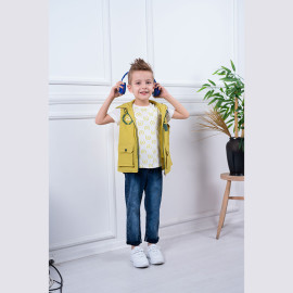 BOYS' SUIT WHOLESALE READY TOWEAR TRIPLE SUIT Jeans with an H-print sweater and a hoodie 011