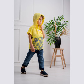 BOYS' SUIT WHOLESALE READY TOWEAR TRIPLE SUIT Jeans pants with a yellow plaid sweater 012