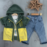 BOYS' SUIT WHOLESALE READY TOWEAR TRIPLE SUIT Jeans with a sweater and a two-tone jacket 013