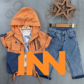 BOYS' SUIT WHOLESALE READY TOWEAR TRIPLE SUIT Jeans with a sweater and a two-tone jacket 013