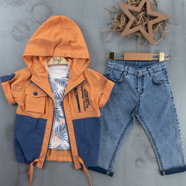 BOYS' SUIT WHOLESALE READY TOWEAR TRIPLE SUIT Jeans with a sweater and a two-tone jacket 013