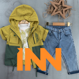 BOYS' SUIT WHOLESALE READY TOWEAR TRIPLE SUIT Jeans with a sweater and a two-tone jacket 013