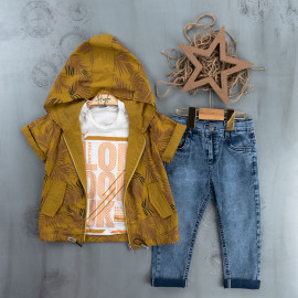 BOYS' SUIT WHOLESALE READY TOWEAR TRIPLE SUIT Jeans pants with a sweater and a tie-down jacket 014