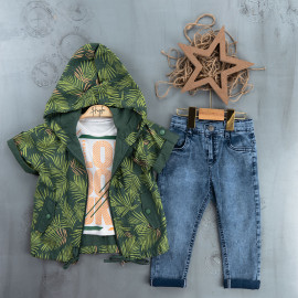 BOYS' SUIT WHOLESALE READY TOWEAR TRIPLE SUIT Jeans pants with a sweater and a tie-down jacket 014