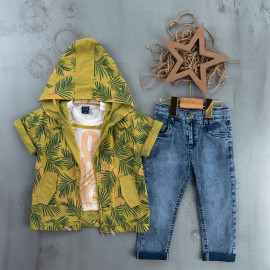 BOYS' SUIT WHOLESALE READY TOWEAR TRIPLE SUIT Jeans pants with a sweater and a tie-down jacket 014