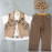 BOYS' SUIT WHOLESALE READY TOWEAR TRIPLE SUIT Bir kazak ve bir palmiye görüntüsü ceketi ile kanvas pantolon 015