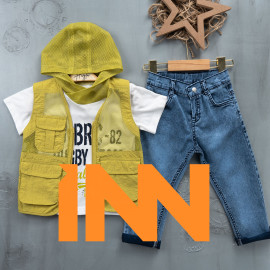 BOYS' SUIT WHOLESALE READY TOWEAR TRIPLE SUIT Jeans pants with pullover, hoodie and 3 pockets 016
