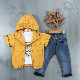 BOYS' SUIT WHOLESALE READY TOWEAR TRIPLE SUIT Jeans pants with pullover, hoodie and 3 pockets 016