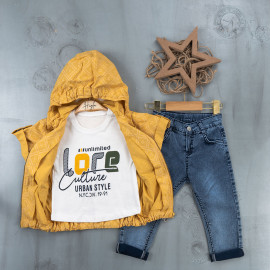 BOYS' SUIT WHOLESALE READY TOWEAR TRIPLE SUIT Jeans pants with pullover, hoodie and 3 pockets 016