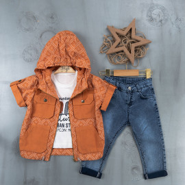 BOYS' SUIT WHOLESALE READY TOWEAR TRIPLE SUIT Jeans pants with pullover, hoodie and 3 pockets 016