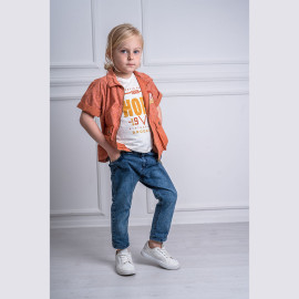 BOYS' SUIT WHOLESALE READY TOWEAR TRIPLE SUIT Jeans pants with a shirt and a quarter-sleeved jacket with two pockets 017