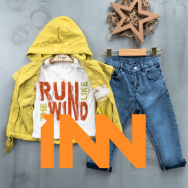 BOYS' SUIT WHOLESALE READY TOWEAR TRIPLE SUIT Jeans with a shirt, a quarter-sleeved jacket and a hoodie 018