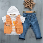 BOYS' SUIT WHOLESALE READY TOWEAR TRIPLE SUIT Jeans with a white hoodie and a spring jacket 022