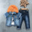 BOYS' SUIT WHOLESALE READY TOWEAR TRIPLE SUIT Jeans pants with a yellow hooded jacket and a denim jacket 025
