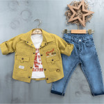 BOYS' SUIT WHOLESALE READY TOWEAR TRIPLE SUIT White sweater with a half-sleeved spring jacket 027