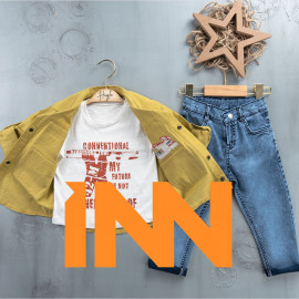 BOYS' SUIT WHOLESALE READY TOWEAR TRIPLE SUIT White sweater with a half-sleeved spring jacket 027