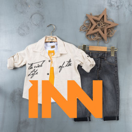 BOYS' SUIT WHOLESALE READY TOWEAR TRIPLE SUIT Jeans with a white sweater and a two-tone jacket 029 BOYS' SUIT WHOLESALE READY TOWEAR TRIPLE SUIT Jeans with a white sweater and a two-tone jacket 029