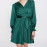 LONG SLEEVE SATIN MINI DRESS WITH BELT