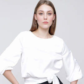 BELT DETAILED SATIN BLOUSE - WOMEN'S WEAR BELT DETAILED SATIN BLOUSE - WOMEN'S WEAR